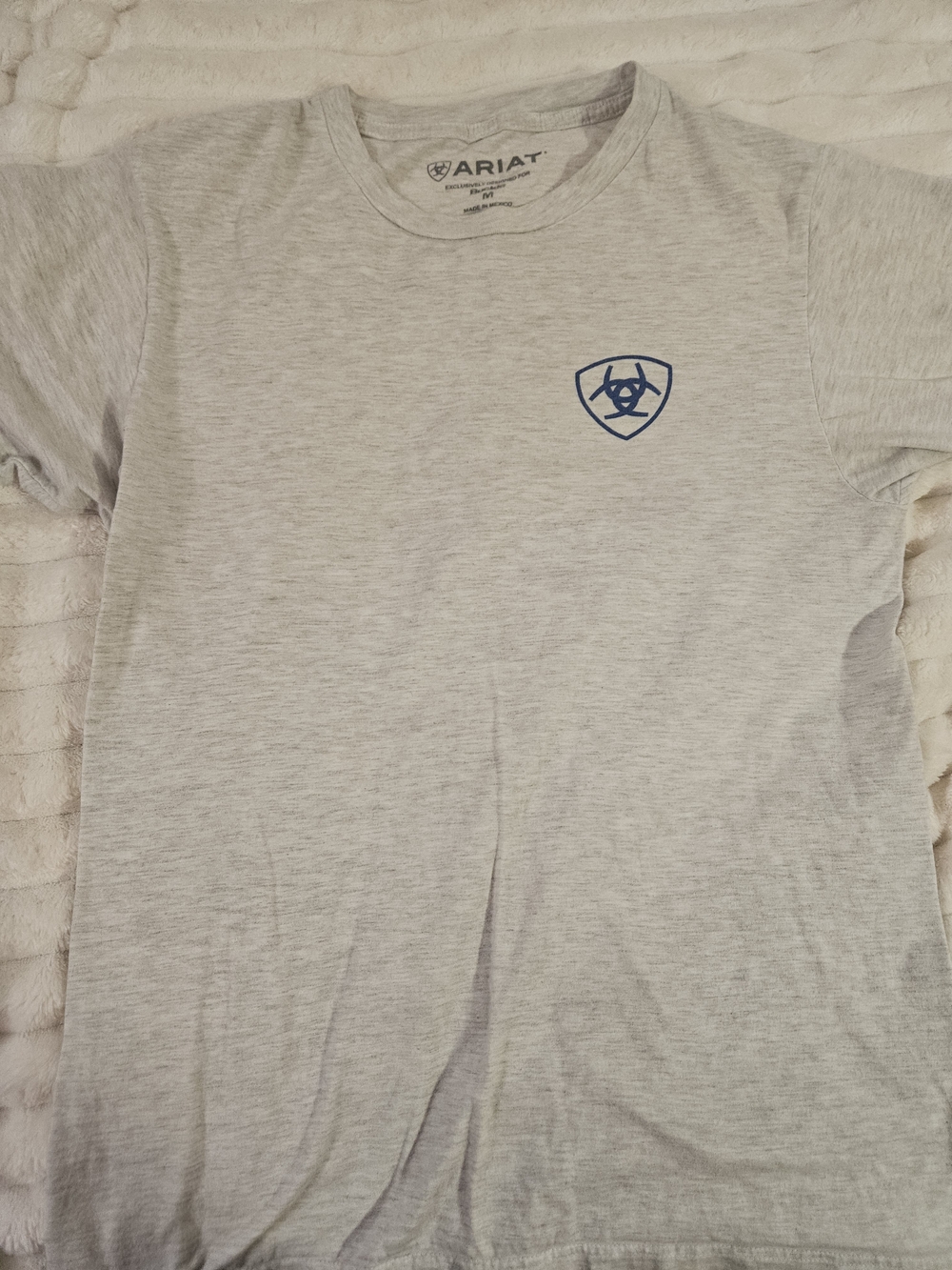 Ariat Heather Gray Tee with Navy Crest
